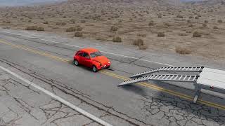 Flatbed Trailer Cars Transportation with Truck - Speedbumps vs Cars vs Train - BeamNG.Drive 6