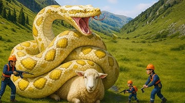 Brave Rescue Team Battles Giant Python to Save an Innocent Sheep 🐍🐑