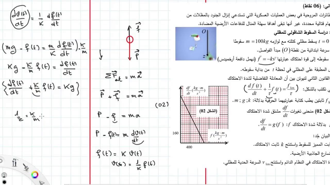 بث تجريبي لسطح المكتب / المعادلة التفاضلية بدلالة قوة الاحتكاك
