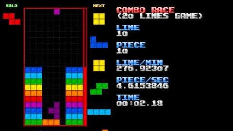【NullpoMino】 20 Lines Combo Race in 3.86 seconds 【5.17PPS - 4 WIDE】