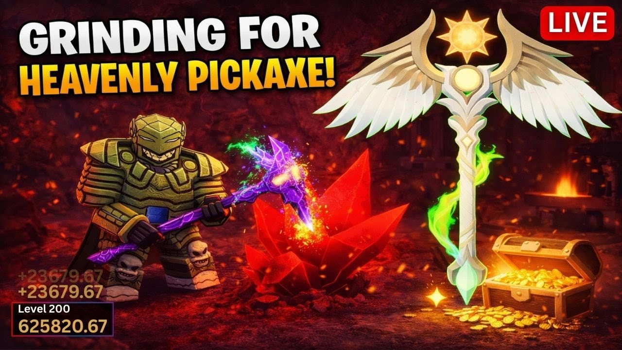 🔴 LIVE: GRINDING FOR HEAVENLY PICKAXE in THE FORGE! | Roblox