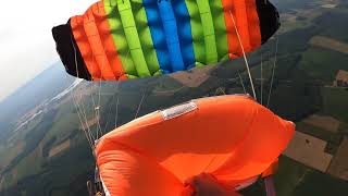 Skydiving cutaway and using reserve parachute