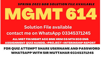 MGMT 614 GDB Solution Spring 2023