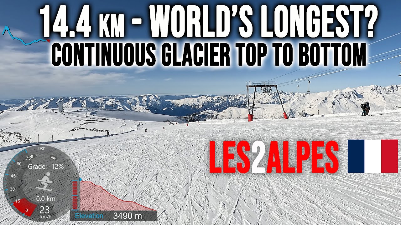 [4K] Skiing Les2Alpes, 14.4km World's Longest Continuous Glacier Top to Bottom, France, GoPro HERO13