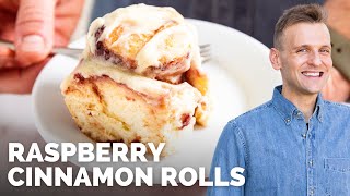 Lemon Raspberry Cinnamon Rolls with Cream Cheese Frosting