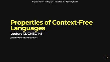 Automata Lecture 13 - Properties of Context-Free Languages