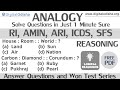 Analogy reasoning key concepts solved in 2 second  osssc ri ari amin sfs icds exam 2024