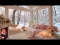 Winter Snow Wind Beyond the Glass | Soft Fireplace Crackling Sounds for Deep Relaxation