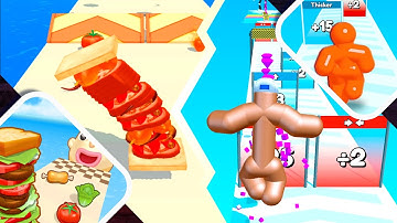 🟢🟡 Sandwich Runner vs Tall Man Run Android iOS Funny Moments Max Level 4K Ep 13