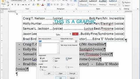 Word: Tabs using the dialog box