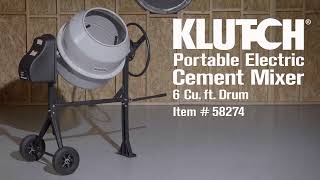 Klutch Portable Electric Cement Mixer  6 Cu. Ft. Drum