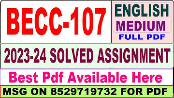 becc 107 solved assignment 2023-24 || becc 107 solved assignment 2024 in English || ignou becc 107