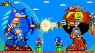 Mario vs Sonic - Death Egg Robot Battle Royal in Super Mario Bros | Game Animation