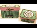 Vintage jewelry Box from recycled Cardboard and Air dry clay