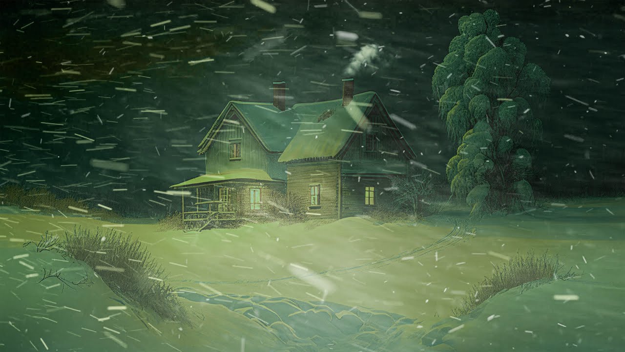 Freezing Snowstorm in a Mountain Village Heavy Howling Wind & Blowing ...