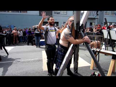 Being flogged and single tailed at Folsom Street Fair 2012