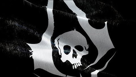 Pirate waving flag. National 3d Assassin Creed flag waving. Sign of Jolly Roger. Pirate flag Full HD