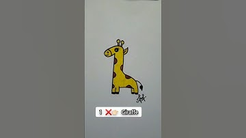 How to draw Giraffe🦒 with number 1| easy number drawing #drawing4kids #tutorial #shorts #viralvideo