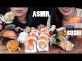 ASMR SUSHI CONES + PREMIUM ROLL *SQUISHY EATING SOUNDS, NO TALKING* FEATURING MY SISTER! - EM ASMR