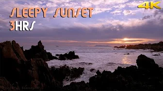 SLEEP VIDEO - gentle ocean waves at sunset -  calm / soft ocean sounds | 4K (Ultra HD) thumbnail