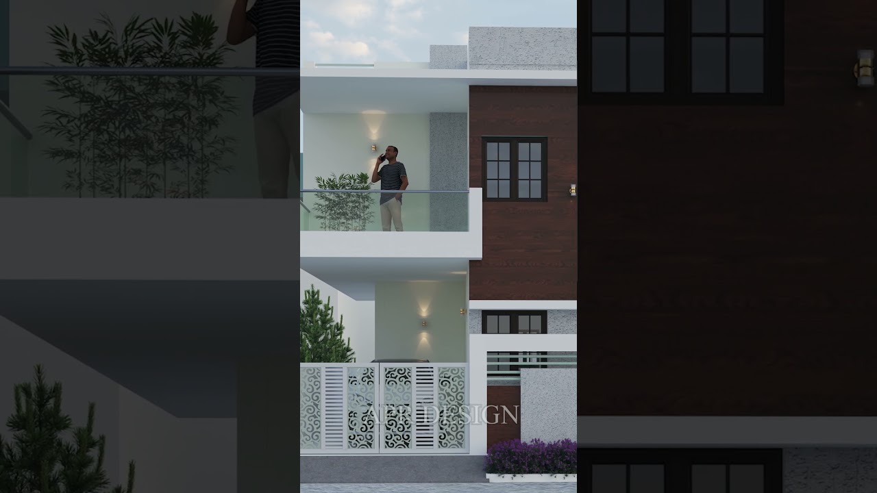 Double floor house front elevation design // 