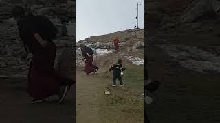 Tibetan Monks in the snow. (Triund, McLeod Ganj, Himachal, India)