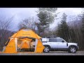 Tente cinq toiles  camping maximal sous la pluie dhiver  land rover defender