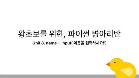 왕초보를 위한, 파이썬 병아리반! Unit 3 - 1. 변수의 이해