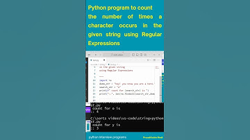 python program to count occurrences of a character in a string using regular expression 🙏 #python