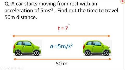 A car starts moving from rest with an acceleration of 5ms-2.Find out the time to travel 50m distance