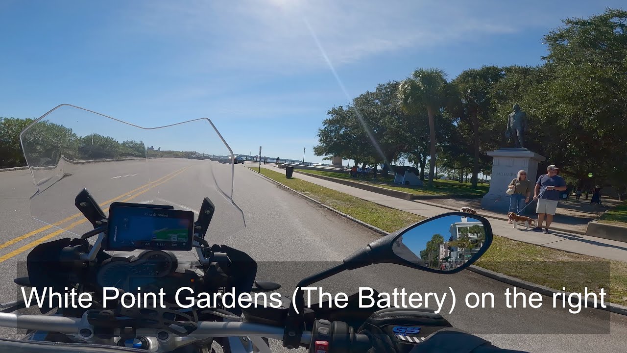 Motorcycle ride out to White Point Gardens in beautiful Charleston South Carolina