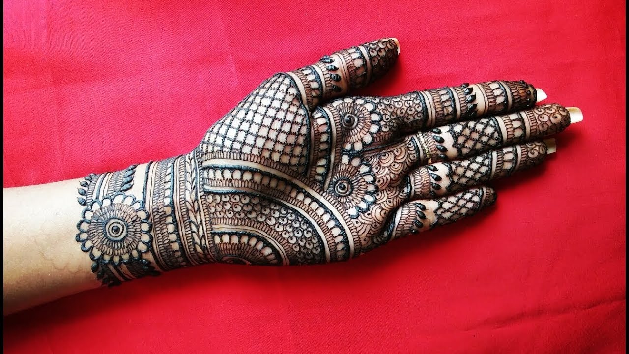 Dulhan mehndi design|| semi bridal mehndi design|| simple full hand ...