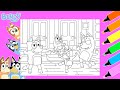 Coloring Bluey, Bingo, Dad & Mum Dancing in the House [Bluey Coloring Pages Drawings | Markers]