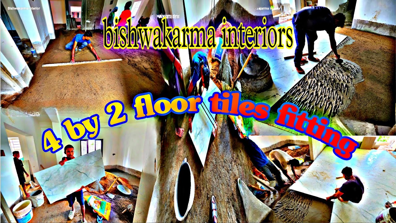 Flooring techniques  4×2 tiles Flooring installation  living dining and  room fitting tiles in speed