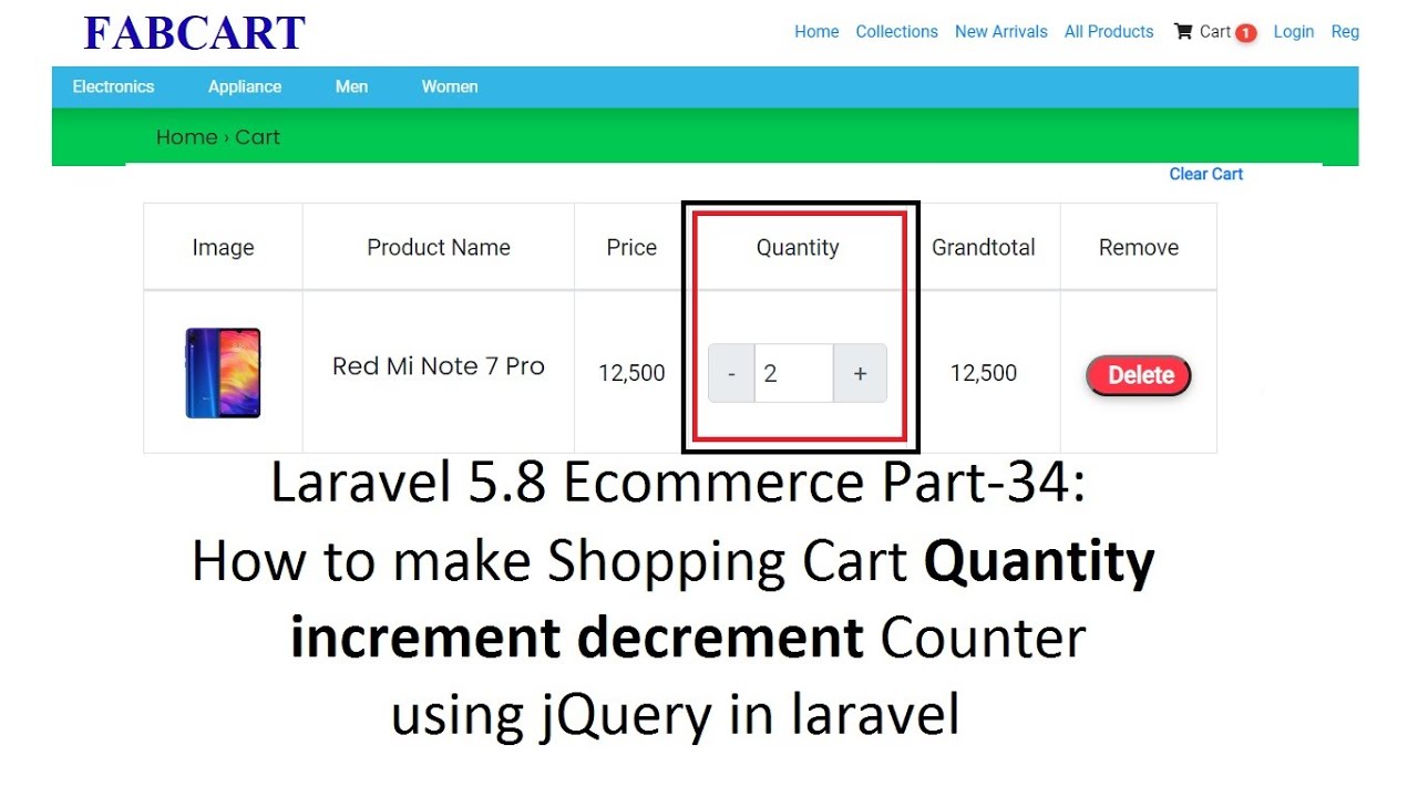 Laravel 5.8 Ecommerce Part-34: Shopping Cart Quantity Increment Decrement Counter Using Jquery