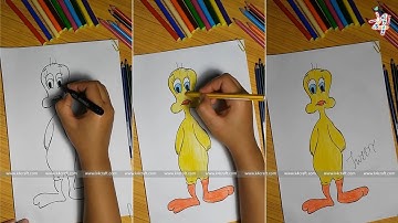 How to draw Tweety Bird - Easy step-by-step drawing lessons for kids