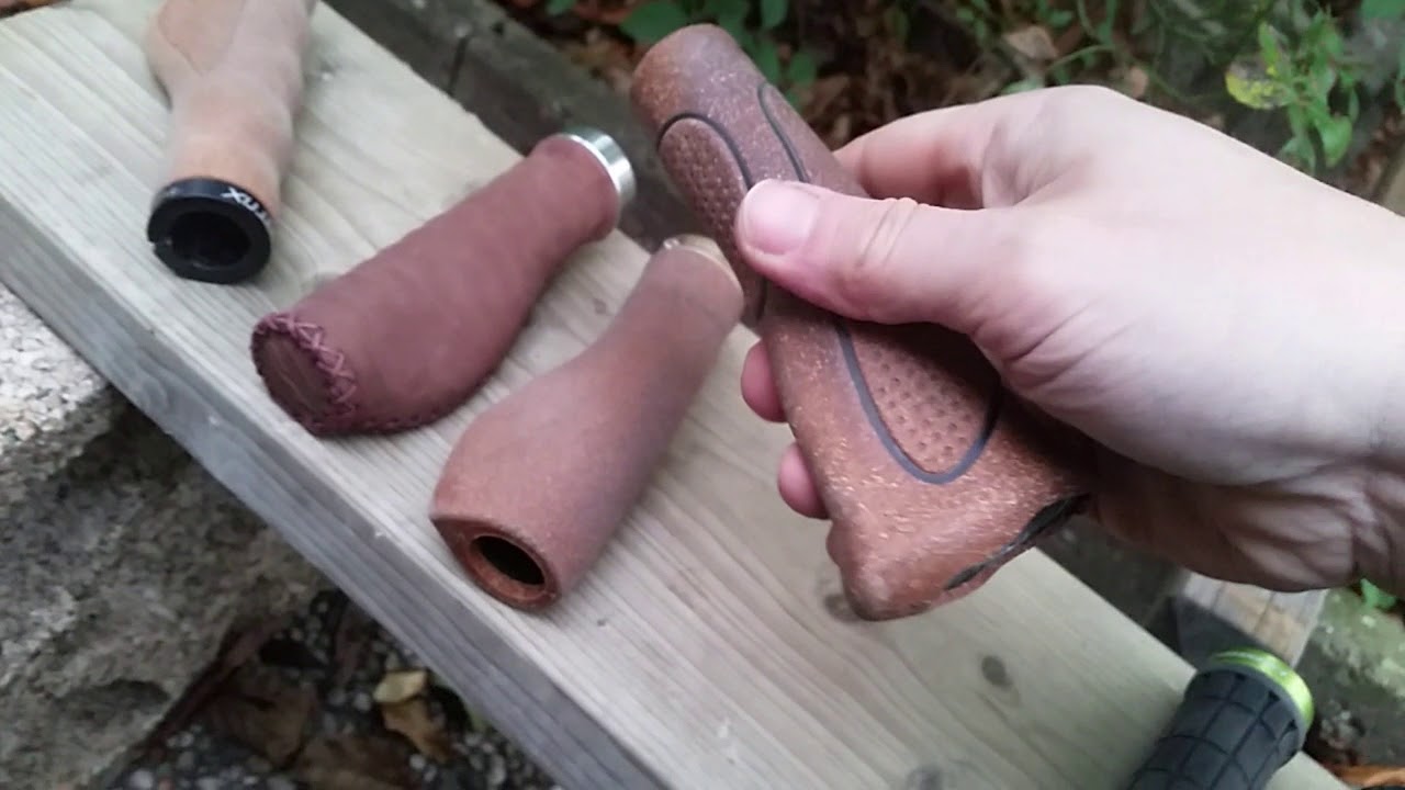 Bicycle grips, leather, cork,  rubber, for touring.