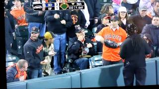 fan interferes with live ball at Giants Padres game 4-27