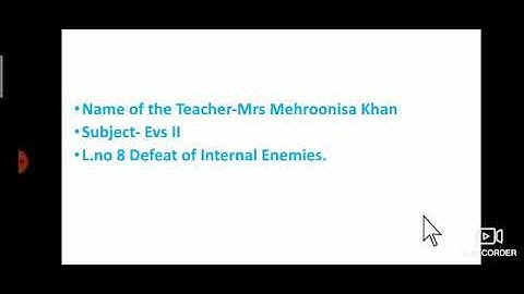 Std -IV. Subject -Evs II.  L.no 8 Defeat of Internal Enemies