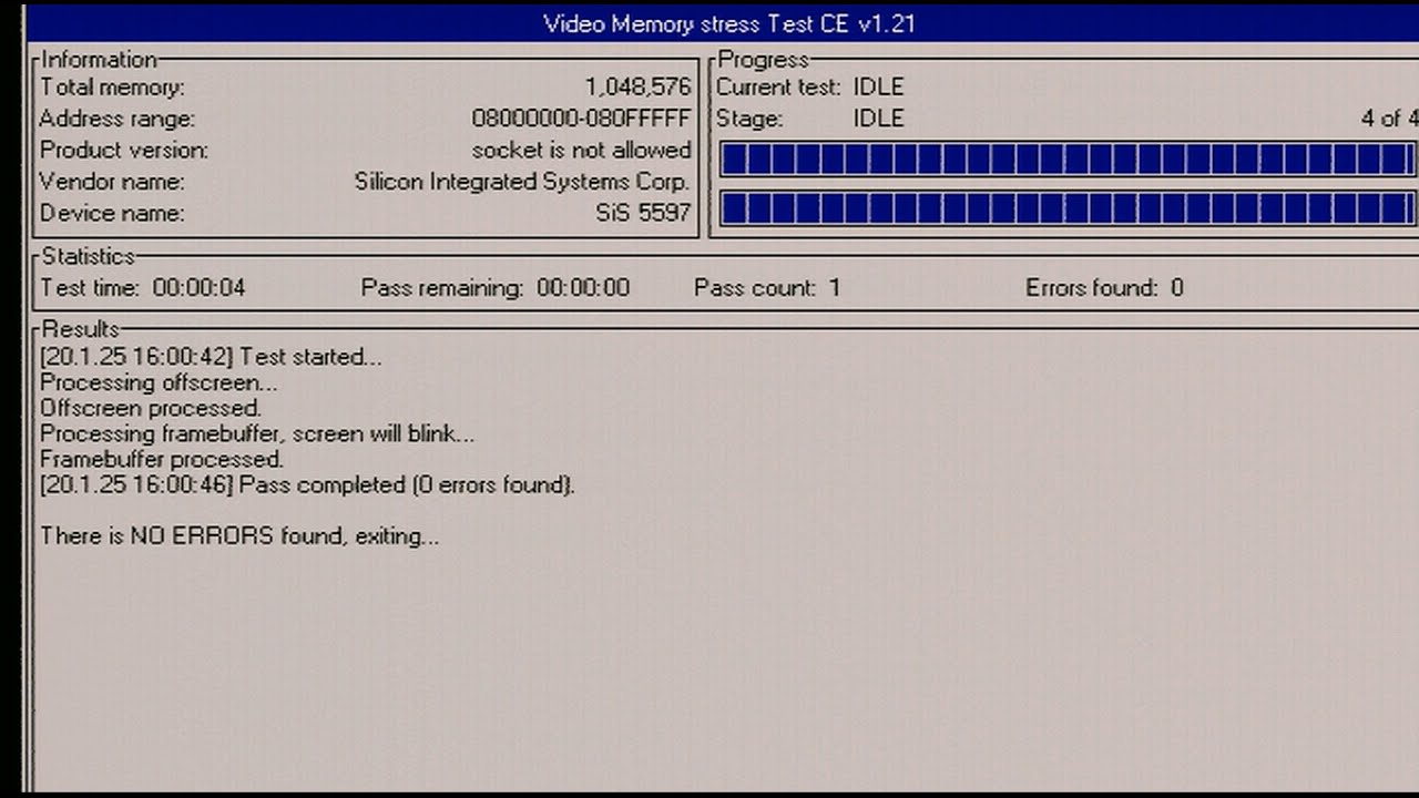VMTCE / VIDEO MEMORY TEST TOOL