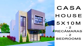 Plano De Casa 5X10 Metros Con Jardín Interior House Design 5X10 With Interior Garden