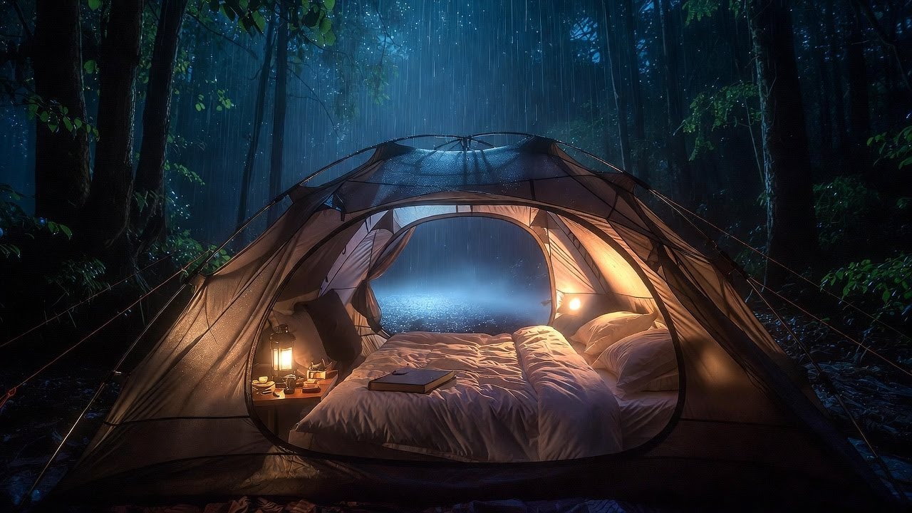 Midnight Rain Over a Forest Camp | Soft, Cozy Ambience for Rest & Relaxation