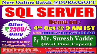Famous SQL SERVER Online Training @ DURGASOFT Net Worth