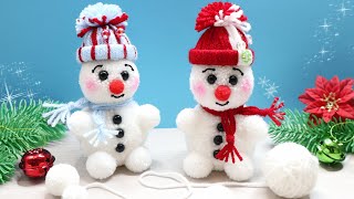 ⛄ Wonderful SNOWMANS from YARN ⛄ Pom Pom Snowman  Christmas DIY