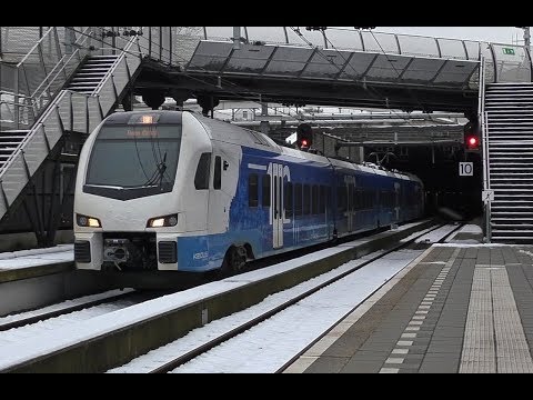 Aankomst Keolis FLIRT 7404 in Station Nijverdal