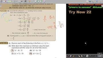 1 22  Maximum and Minimum values of a Quadratic Function   Part 2