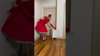 Crossdresser 50S Style Putting On Stockings, Petticoat And Gloves