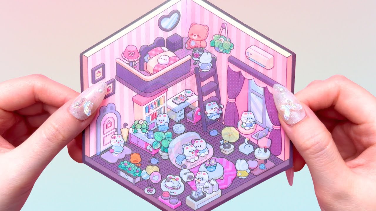 [ASMR] DIY Cute 3D Sticker House #56 | Extra Long Relaxing Playtime ...