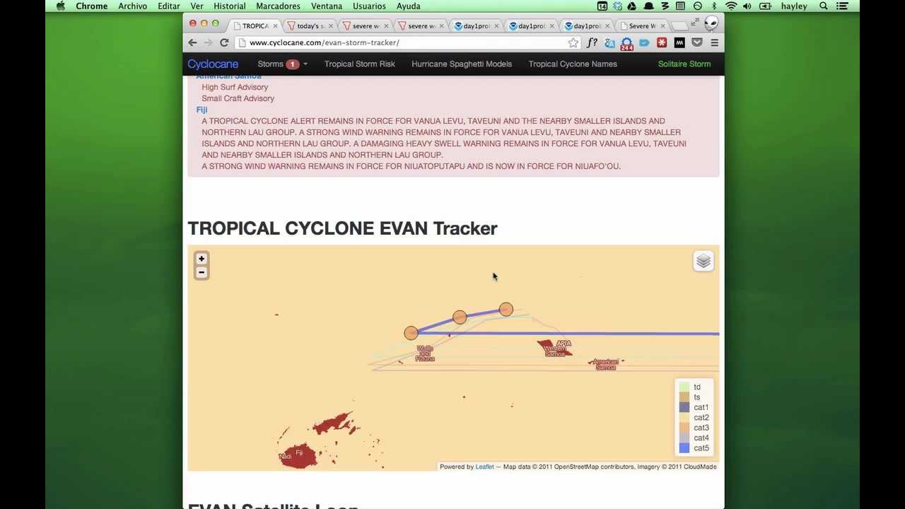 Dec 14 - Severe Tropical Cyclone Evan path, may reach category 5 ...