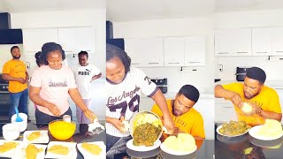 Vegetable soup and fufu mukbang | moi moi with custard african food mukbang 